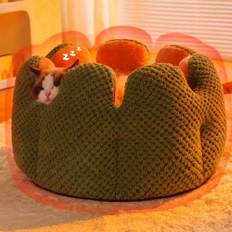 Hundebett mit abnehmbarem Kissen Elegantes rundes Bett für Haustier Indoor-Bett