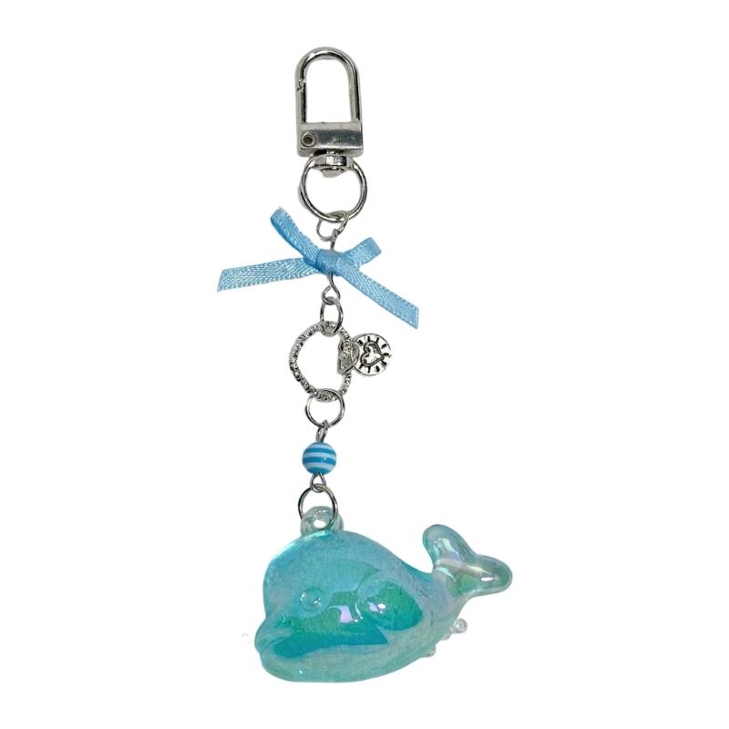 Multicolor Resin Whale Keychain Stylish Beadwork And Decoration Gift For Her