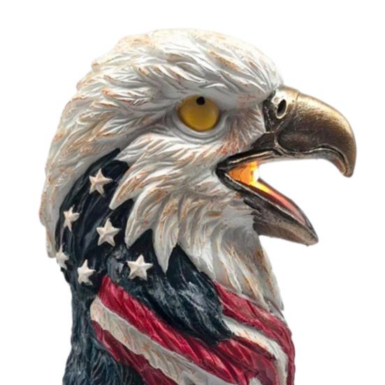 Bald Eagle Table Lamp, Patriotic American Eagle Head Bedside Lamp, Resin Bird Statue Night Light for Living Room, Bedroom, Memorial Day Home Decor