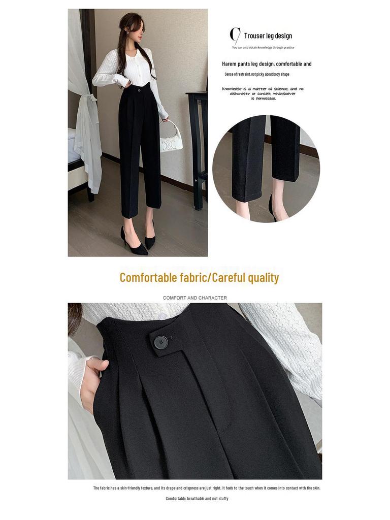 2025 Spring/Summer Women's High Waist Harem Pants – Casual Straight-Leg Cigarette Style