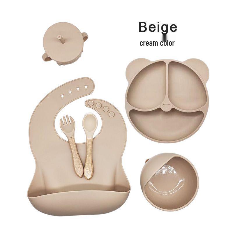 Silicone Children's Tableware Set - 6-Piece Divided Plate & Bowl Feeding Kit