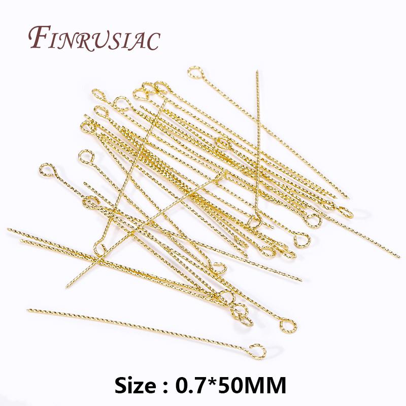 50Pcs/Lot 18K Gold Plated Pins For Jewelry,Brass Eye Pins For Earring Making DIY Beading Accessories