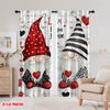 2pcs,2D Plane Printing Creative Curtains ValentineGnomes Versatile Durable Polyester (without Rod) Decorations Inside Perfect