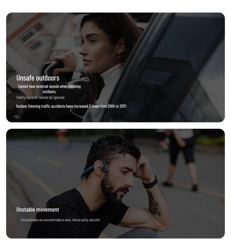 X7s Bone Conduction Bluetooth Headphones with Long Battery Life - Wireless, In-Ear Design for Music
