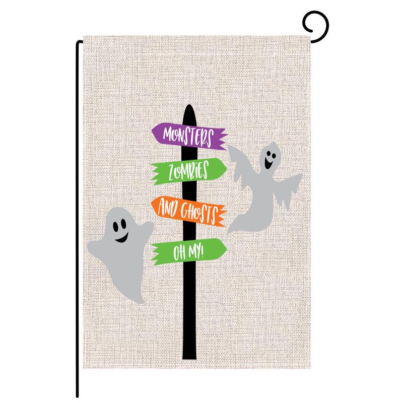 Autumn Pumpkin Maple Leaf Double-Sided Garden Flag - Creative Canvas Hanging Ornament