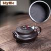 200ml Boutique Yixing Purple Clay Teapots Handmade Flat Pot Raw Ore Stone Yellow Mud Tea Soaking Kettle Chinese Zisha Tea Set