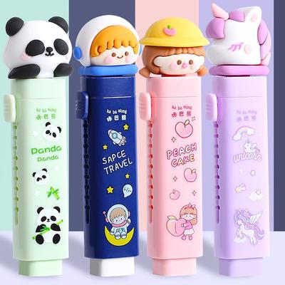 Cartoon Eraser Refill Set Propelling Type Refillable Less Dust Cleaning Correcting Tools