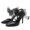9cm Lace Bow High Heels New Sexy Line with Pointed Thin Head Pumps Girl Baotou Sandals Women