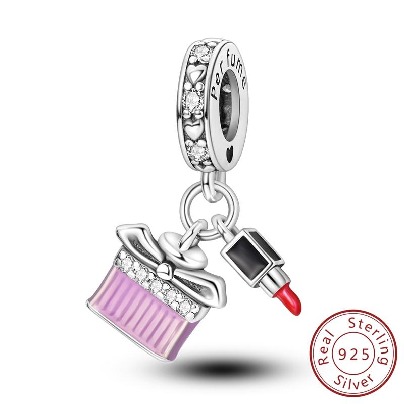 Copper Pink Lipstick Pulley Balloon Bike Butterfly Charm Pendant Fits Genuine Bracelet DoItYourself Jewellery