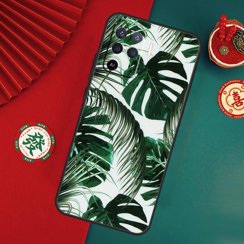 Tropical Green Plant Leaf For OPPO A17 A16 A15 A54 A74 A94 A53S A57S A77 A52 A72 A5 A9 A53 A76 A96 A58 A78 A98 Case
