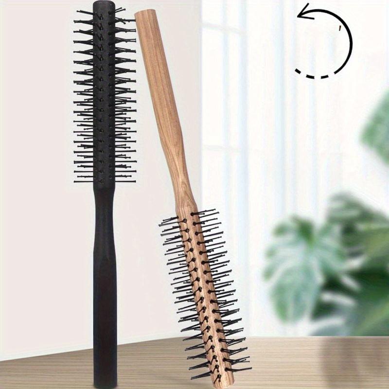 Wooden Handle Curling Brush Nylon Circular Hair Comb Curling Brush Professional Salon Styling Tool Special for Real Hair Wigs