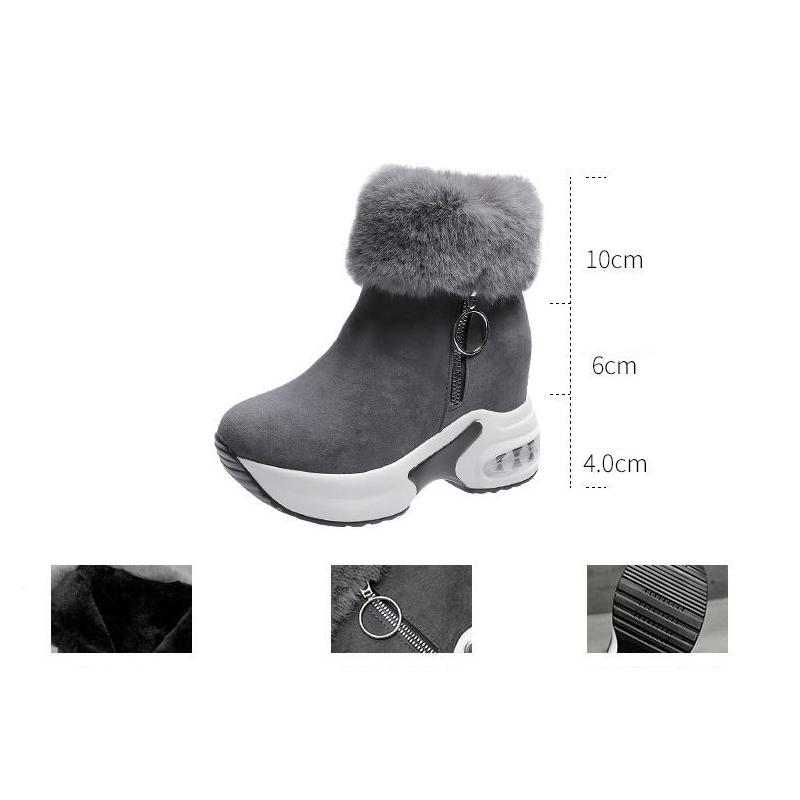 Botas de invierno Zapatos de plataforma para mujer Cuñas Botas grises  negras Botines de nieve gruesos Botines de mujer de felpar cálidos Botines  de élida tacones altos comprar a buen precio —