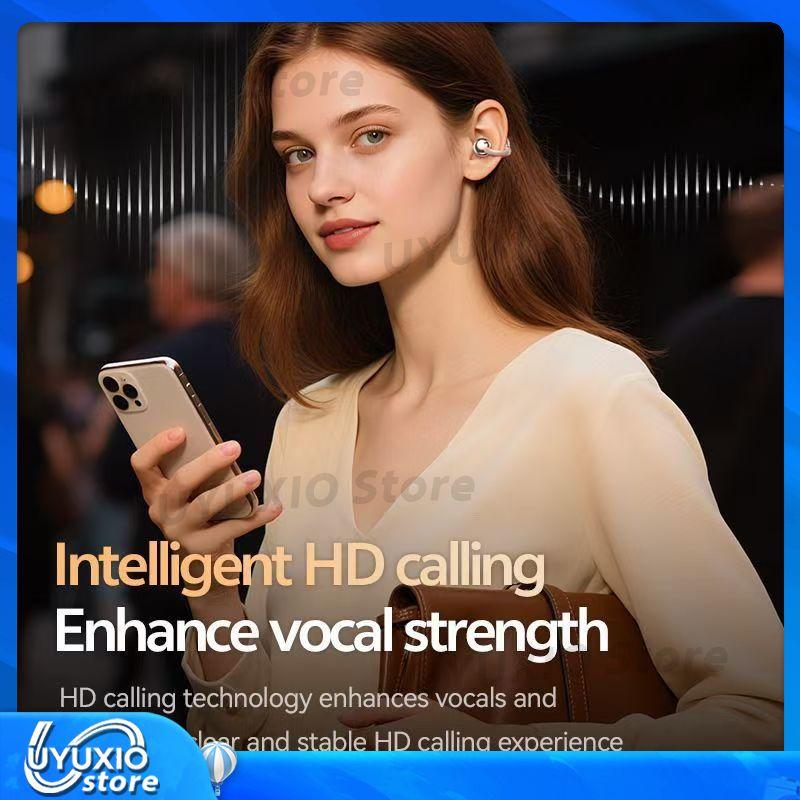 UYUXIO BT 5.4 Clip on Headphone with 72H Play Time Wireless Earbuds OWS Open Ear Ear Buds Long-Battery Life for Workouts