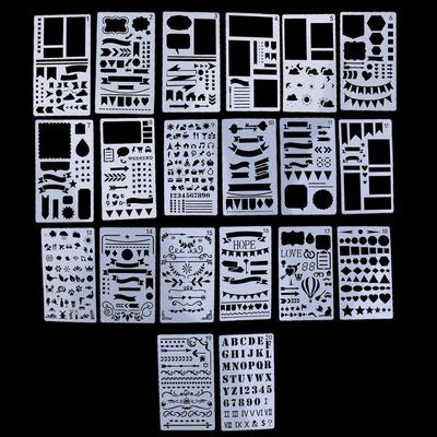 20 Pieces Plastic Journal Stencils Drawing Template for Planner///Notebook/Diary/Card/Art