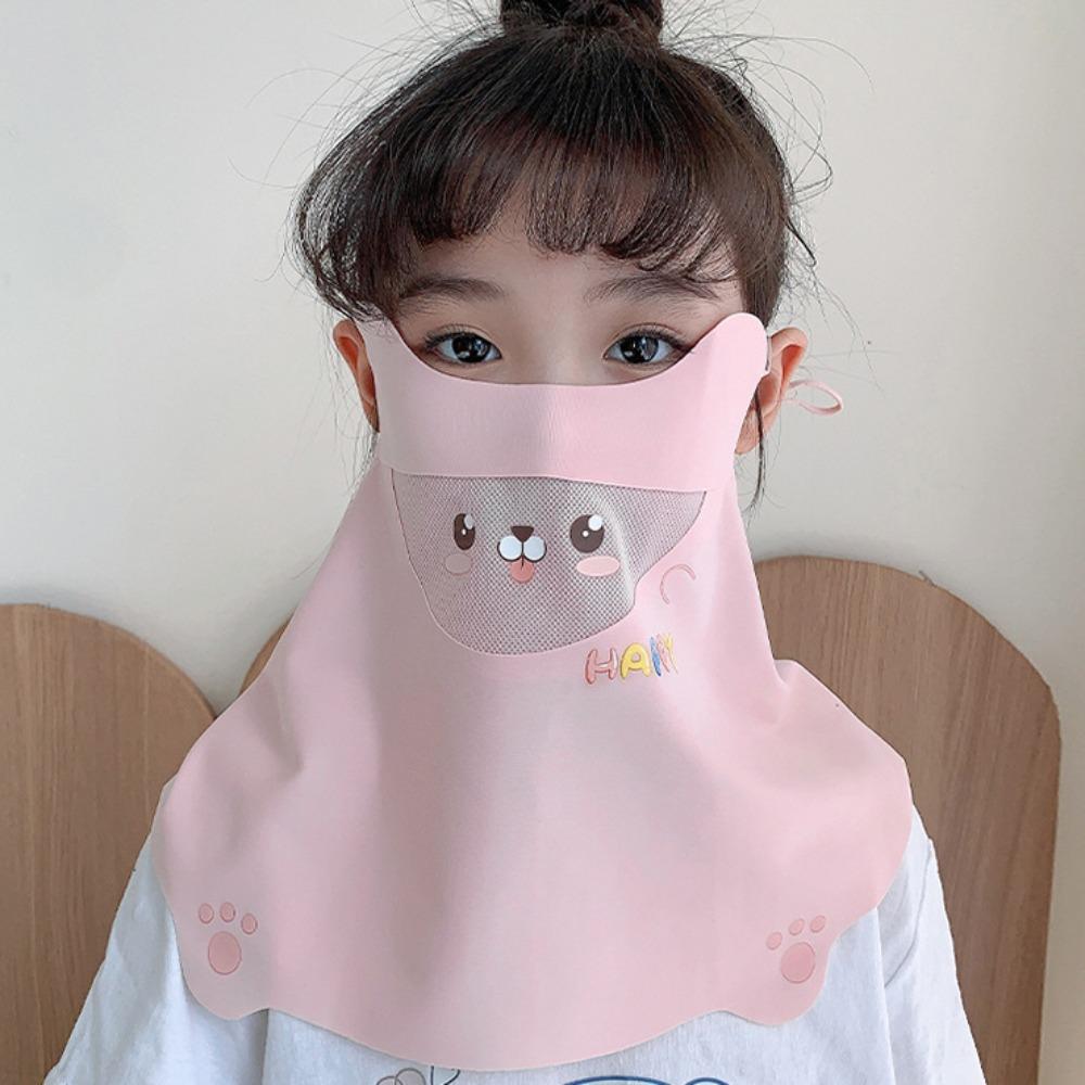 Cartoon Bear Child Ice Silk Face Mask Eye Care Neckline Face Cover Sunscreen Face Veil  Riding