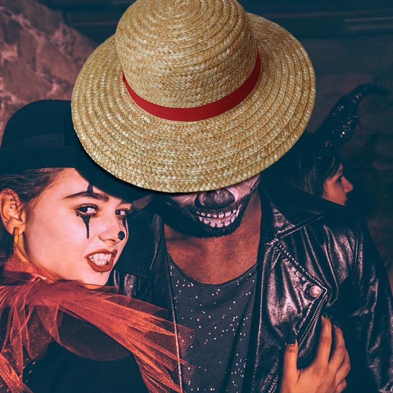 31cm/35CM Anime Straw Hat Festivals Party Cosplay Props Sun Protection Hat Parent-child Summer Sun Straw Beach Hat For Men Women