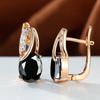Oval Blue Zircon Diamond Champagne Gold-Plated Earrings for Weddings & Engagements