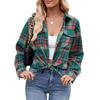 Women S Loose Casual Plaid Pocket Long Sleeve Shirt