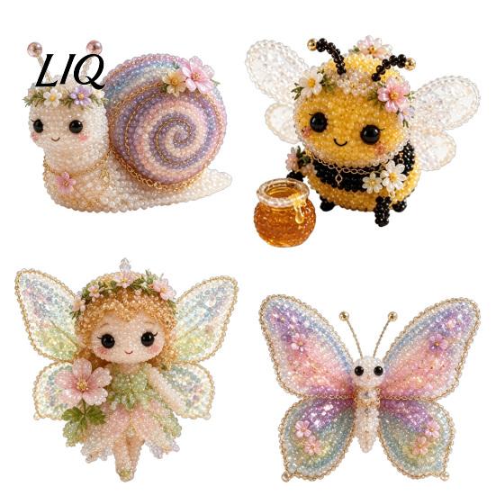Collectible Bead Art Kit 1 Set 3D Beaded Animal DIY Kit, Beading Crafts with Instructions, Handmade Insect Bird Fairy for Kids Adults Beginners