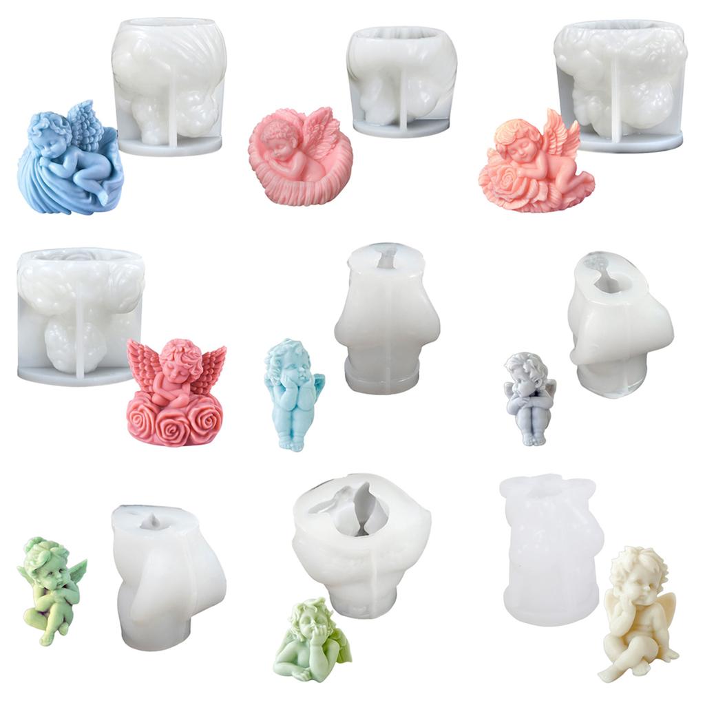 Okřídlená dětská figurka Silikonové formy na svíčky pro epoxidovou pryskyřici Ručně vyráběná svíčka Mýdlo Sádrová silikonová forma pro domácí dekoraci