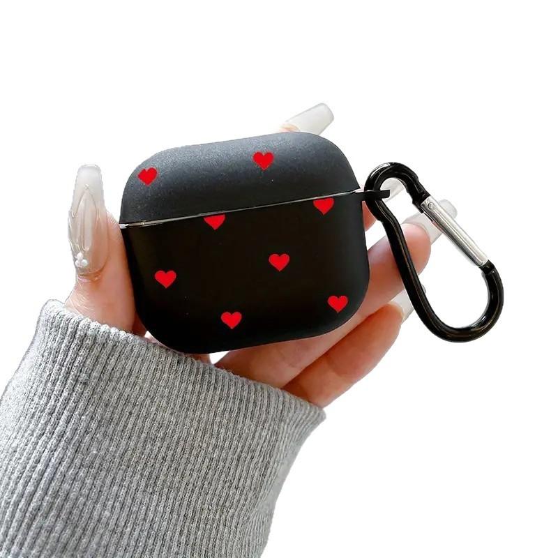 Black and Red Love Pattern Is Suitable for AirPods 1/1st Generation Protective Case Apple Pro/1 Wireless Bluetooth Ear.