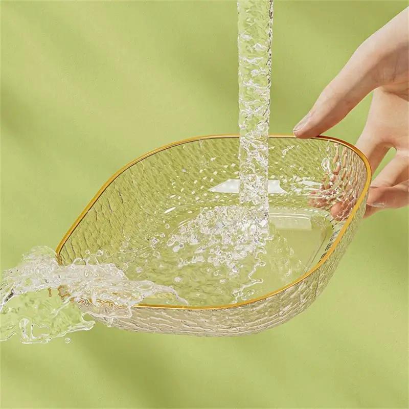 1pcs Transparent Fruit Plate Salad Dessert Snack Storage Tray Home Kitchen Tableware Multifunctional Bone Dish  Holder Sets