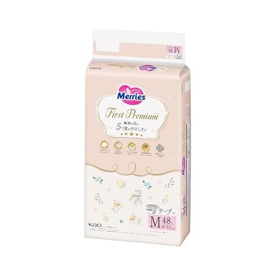 Merries [Tape M size] Merries First Premium (6~11kg) 48 sheets [Amazon.co.jp exclusive]