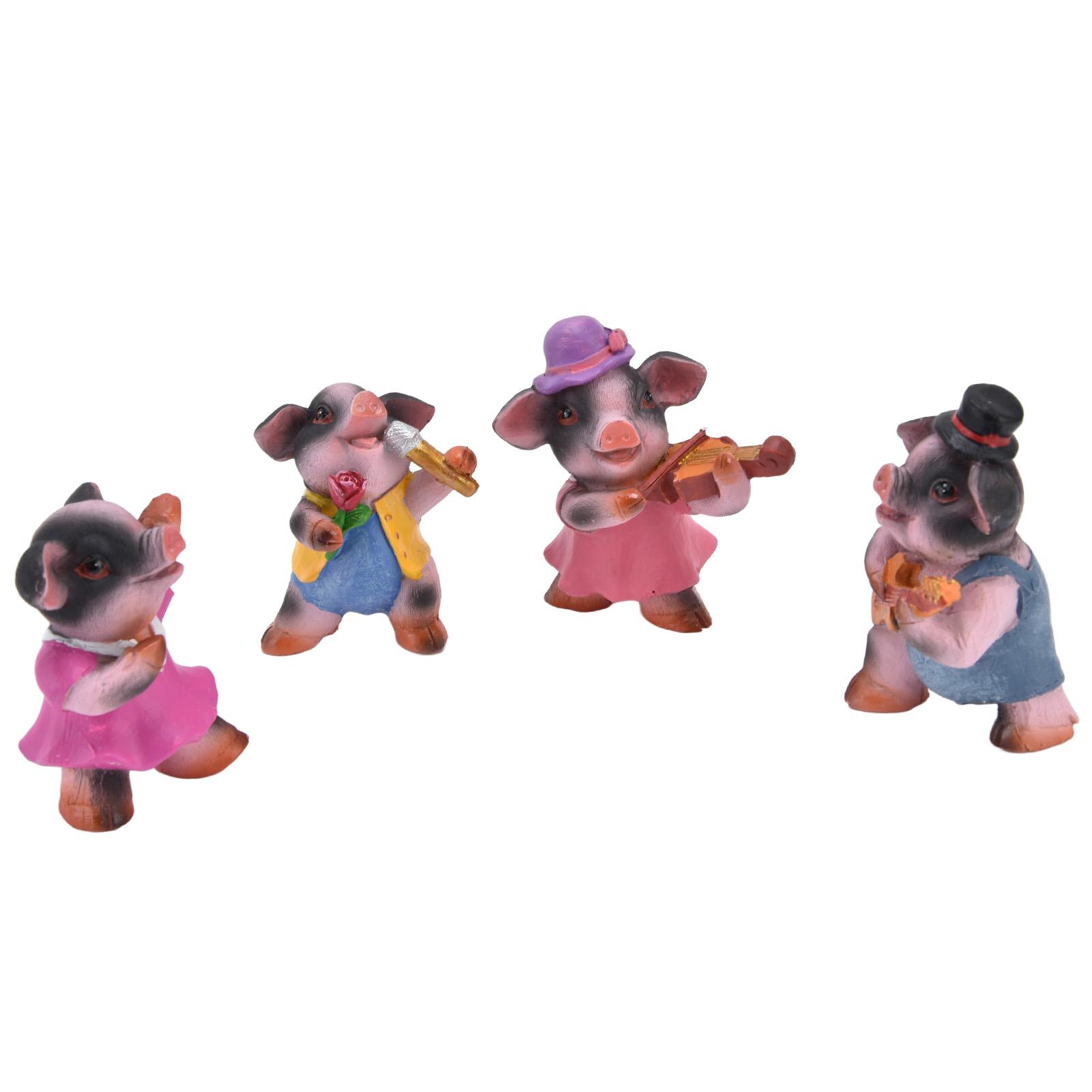 

4Pcs Pig Ornaments Textured Exquisite Vivid Cartoon Cute Pig Statue for Bedroom Living Room Desk Decoration