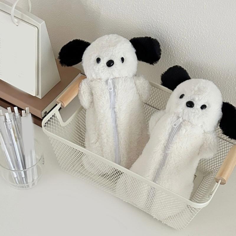Comfortable Plush Dog Pencil Bag With Example Storage Space Simple Substance Immediate Ending Perfect For Classroom Office Travel Use