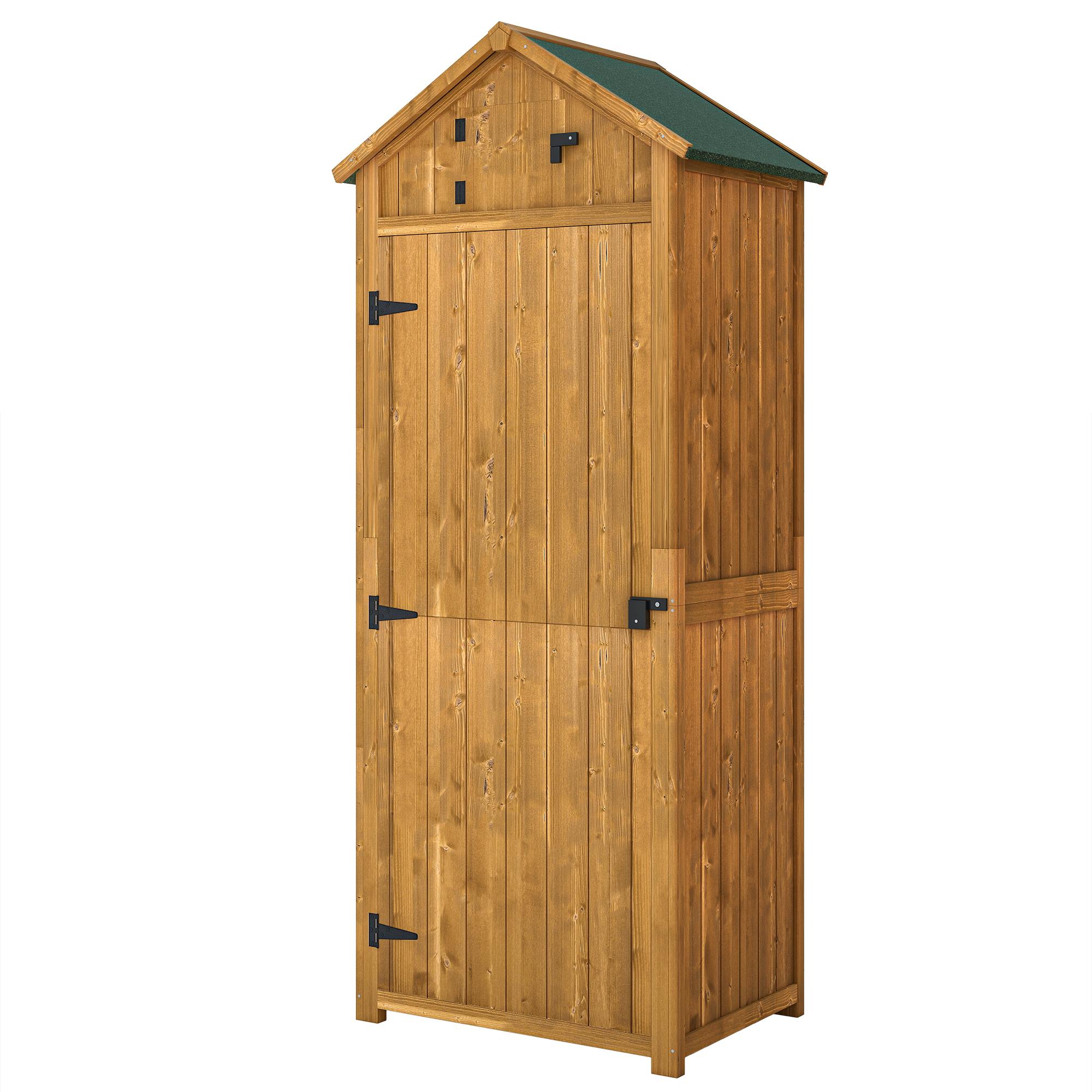 Abri de jardin vertical utilitaire 3 étagères Abri Bois Extérieur Unité de rangement pour outils de jardin Armoire de rangement 77 X 54,2 X 179cm