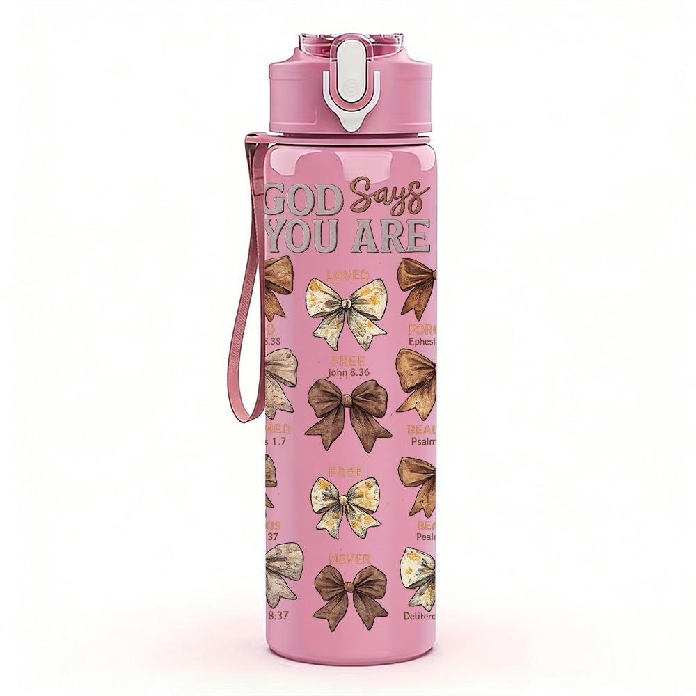 1PC God Is Good Butterfly Faith Print 750ml Color Plastic Sports Water Bottle Leakproof Flip Straw Lid Suitable for Sports Office Home Use