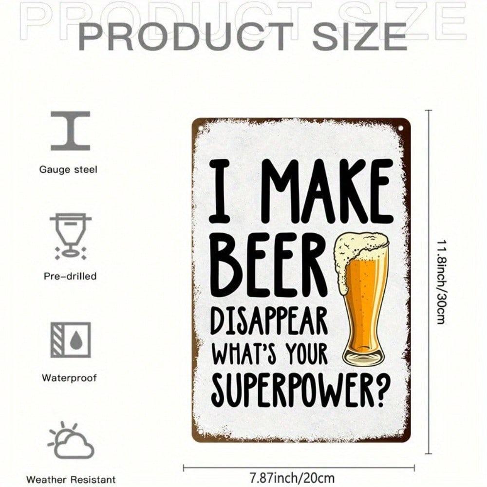 Vintage Beer Disappear Retro Metal Sign 8x12 Inch Pub Bar Wall Decor