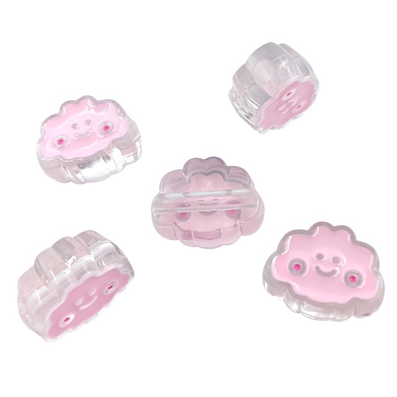 

5 шт. милые эмалированные подвески ярких цветов в виде облаков с улыбающимся лицом, свободные бусины, рукоделие, сделай сам, для изготовления ювелирных изделий розовый