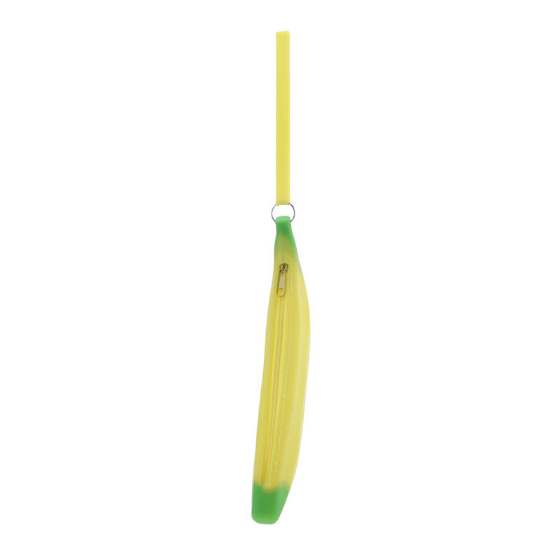 Novelty Funny Silicone Purses Multifunction Pencil Case Portable Yellow Banana Coin Purse Bag Wallet Key Bag Pouch