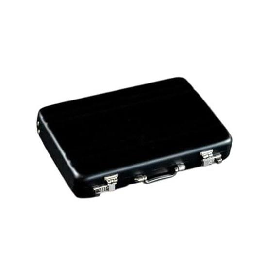 PPIOOY Business Card Holder Aluminum Alloy Slim Lightweight Case Men Holds 30 Cards Storage Stainless Steel Style Attache (Black)