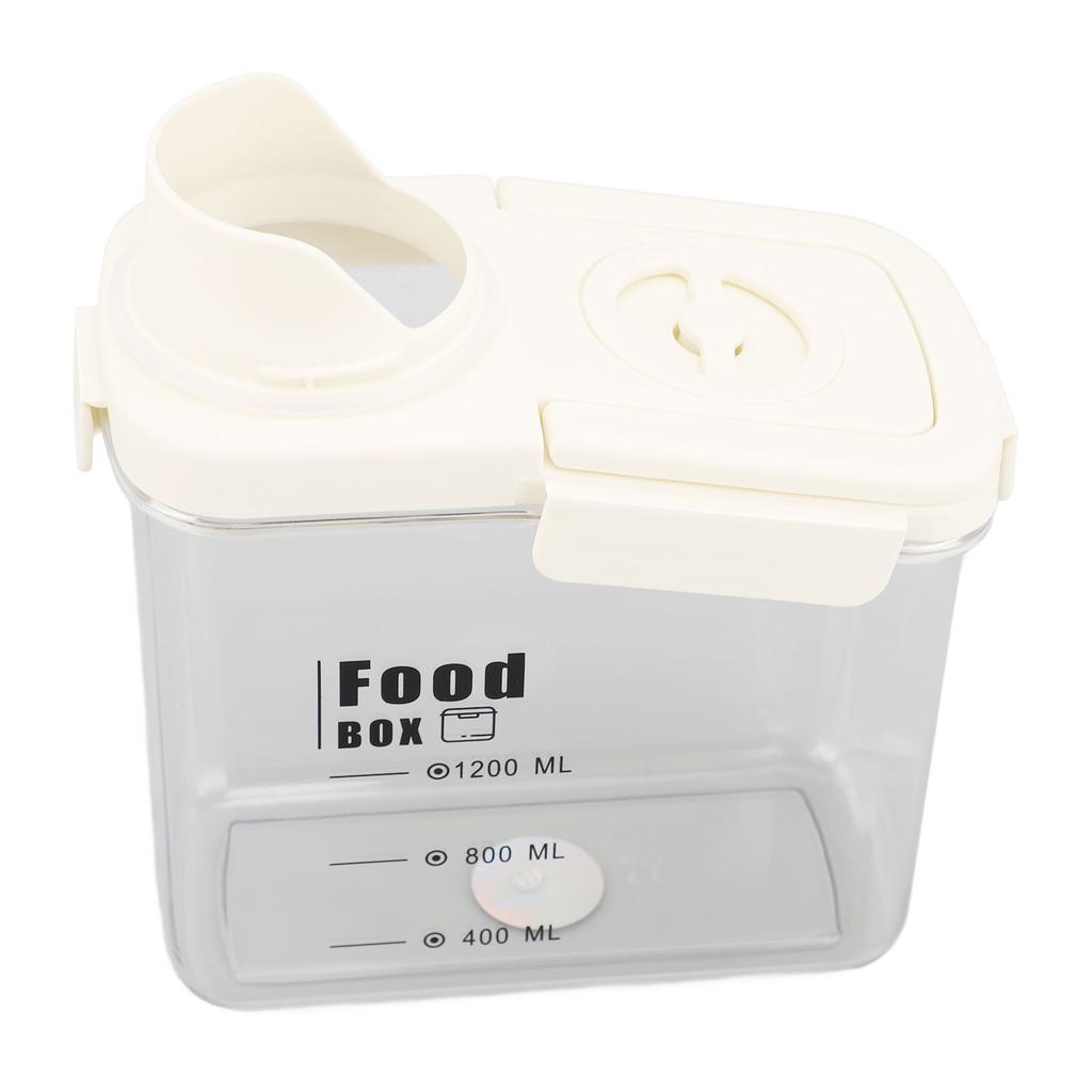 Cereal Storage Container with Pourable Spout Ergonomic Handle Lid Scale Timing Airtight Damp Proof Plastic Rice Storage