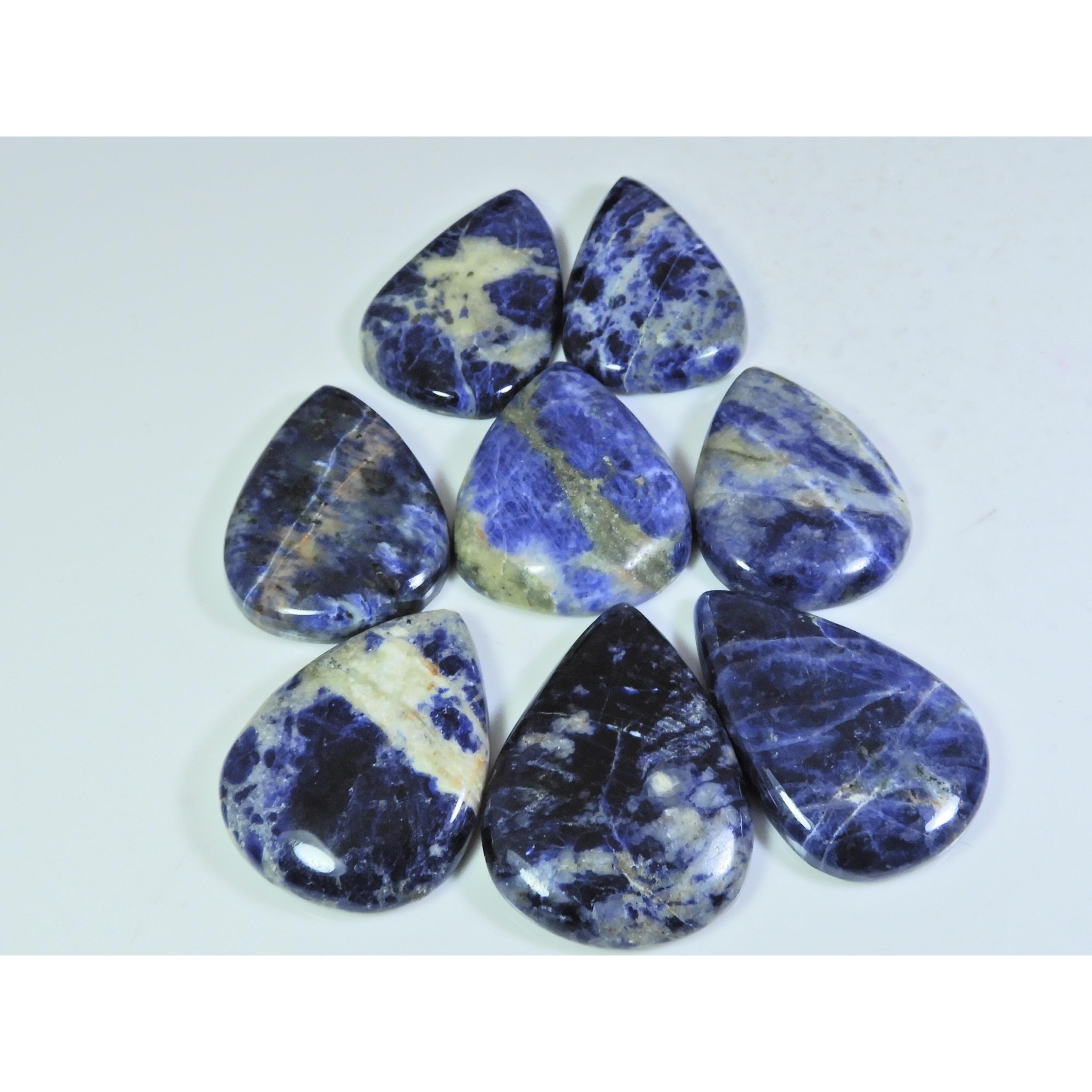 

422Cts. Natural Blue Sodalite Pear Cabochon Loose Gemstone 08 Pcs Lot A-776