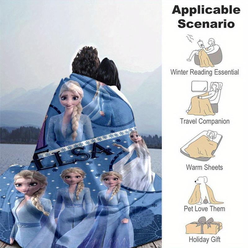 1pc Frozen Printing Blanket - Soft, All-Season Throw for Living Room, Bedroom,Personalized Gift with Adorable Cartoon Design