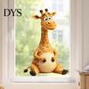 Reusable Sunproof Door Decals Cute Cartoon Giraffe Static Window Clings, Thick PVC No-Adhesive Removable Glass Decals, Childlike Wall Decor Waterproof