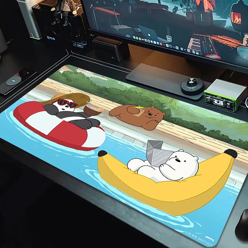 We Bare Bears Cartoon Color Mouse Pad Large Gaming Table Cushion Non-slip Laptop Tablet Big Mousepad XXL Mat Mini PC Playmat With Lock Edge