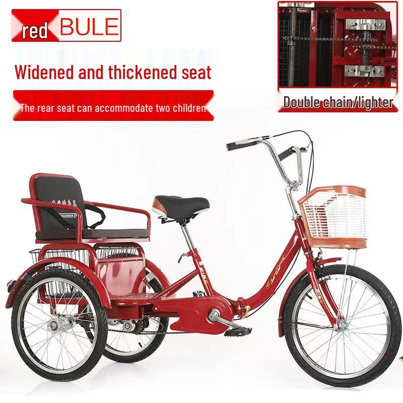 Pingxiang Adult Pedal-Powered Tricycle: Two-Seater Mobility Scooter & Rickshaw