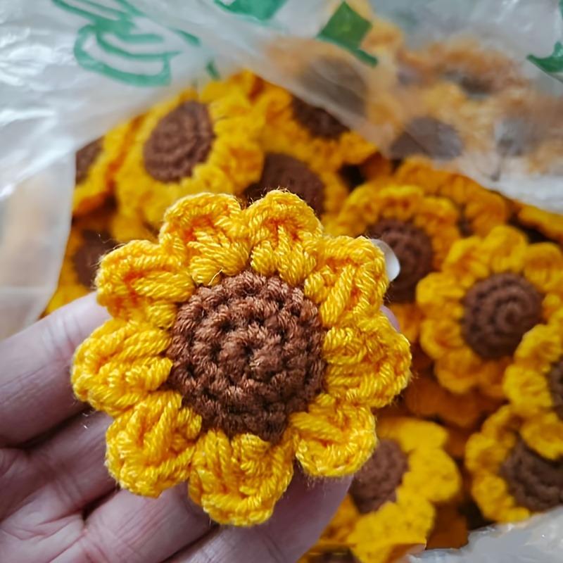 30pcs Flower Knitt Crochet Sunflower Flower Knitted Quilt Applique Patch Craft Ornament Quilts Women’s Bag Clothing Daily Crafts