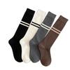 Women Stockings Bee Embroidery Long Socks Solid Color Black White Gray Stockings Knitted Cotton Knee Socks Women Stockings