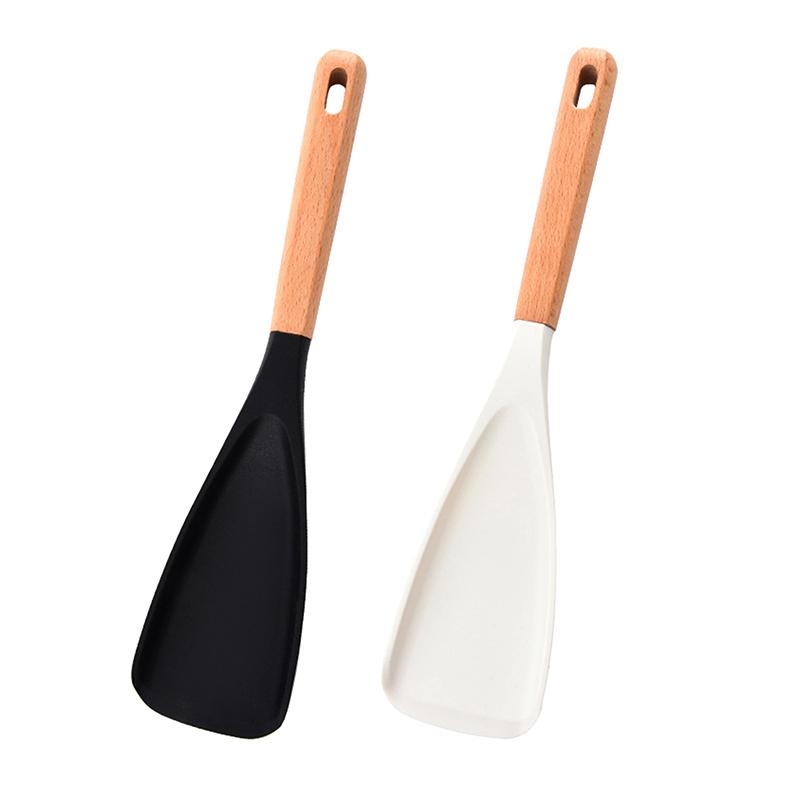 1/2Pcs Silicone Spatula Cooking Spoon With Wooden Handles Multi-Function Spoons Nonstick Spatulas For Baking Cooking And Mixing