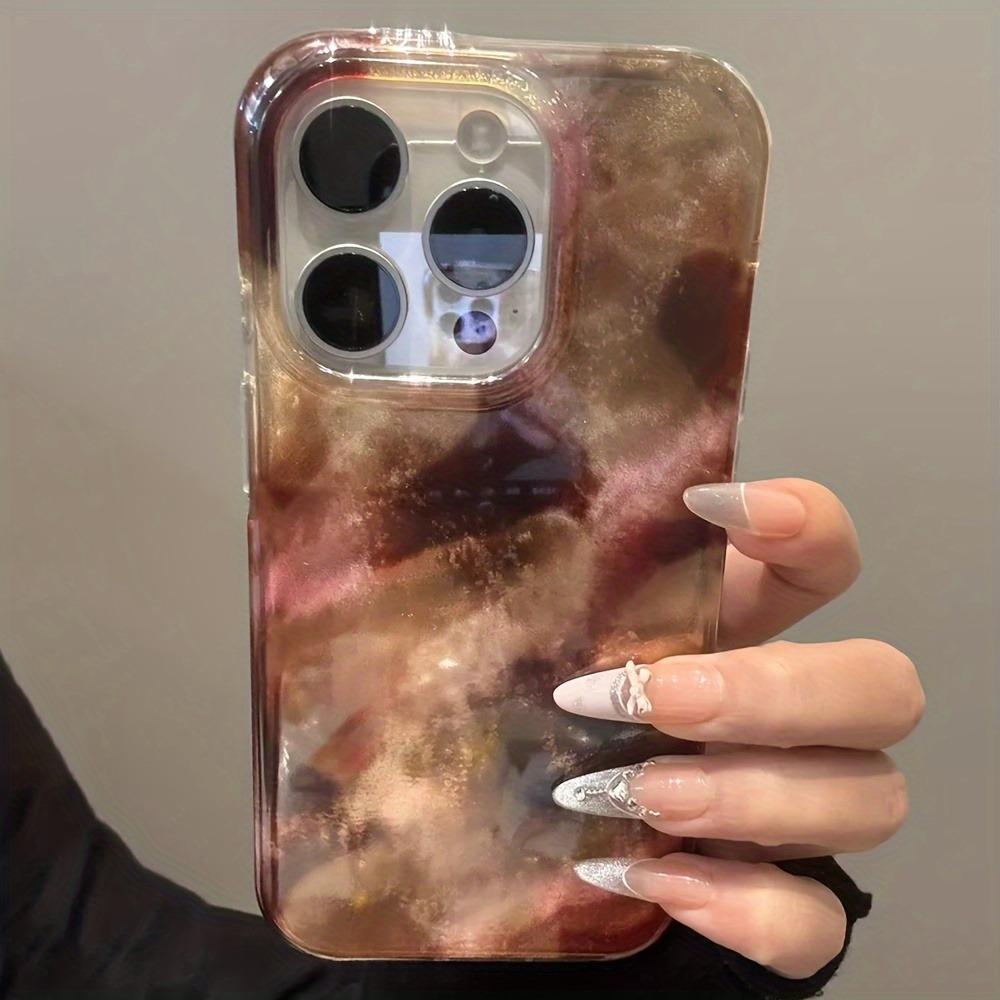Чехол для телефона для iPhone 11 12 13 14 15 16 17 Pro Max Plus 16E 17 Air с переливающимся песком Ретро Мода Защитная Крышка Жесткий Funda iphone 17