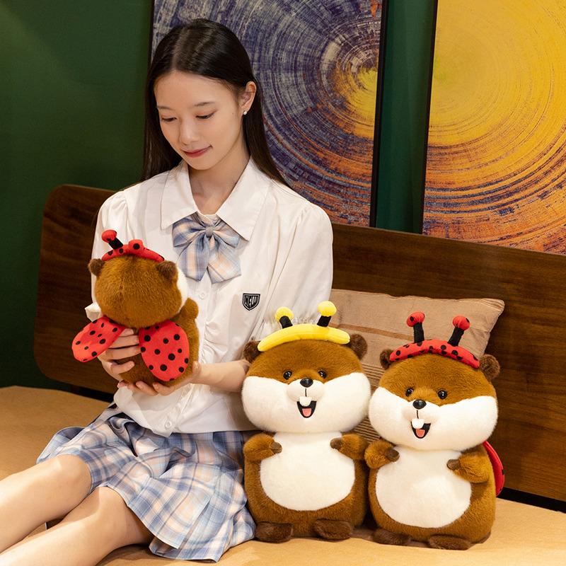 Kawaii Marmot Plush Toys Simulation Groundhog Cosplay Bee Ladybug Stuffed Animal Pillow Doll Birthday Gift Room Decoration