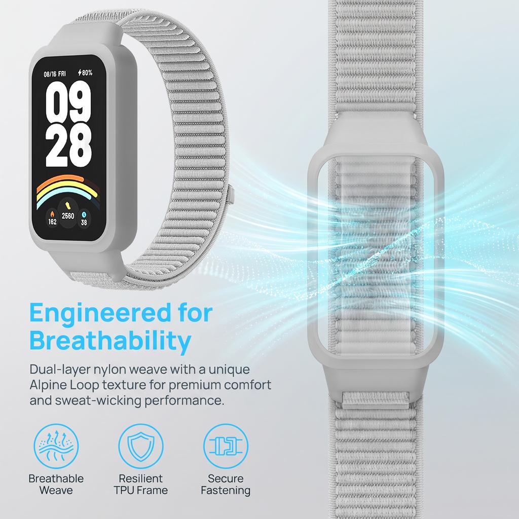 Nylon Straps for Xiaomi Band 9 Active/Redmi Band 3 Smartwatch Bracelet Sport Breathable Loop Correa For Xiaomi Miband 9 Active