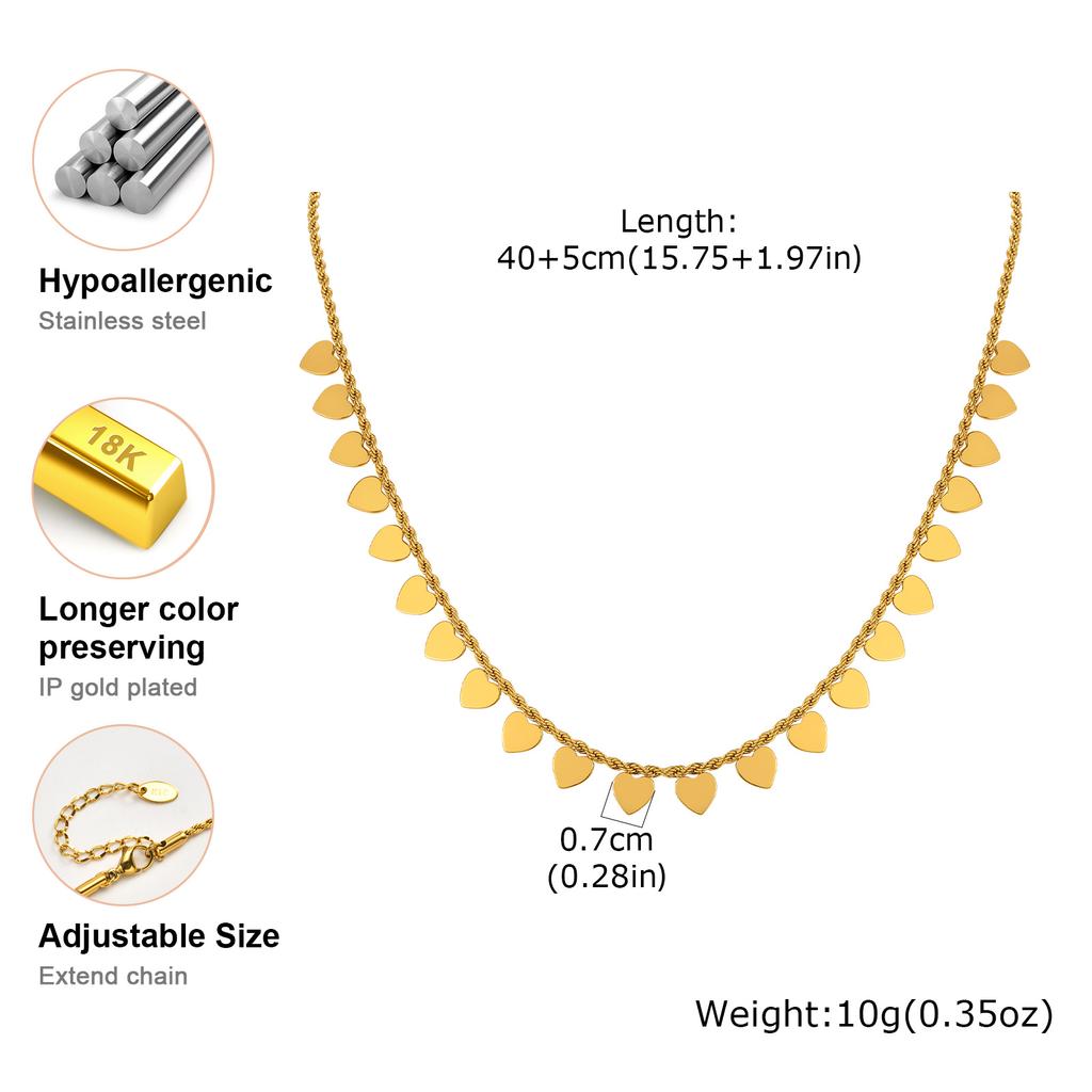 Vnox Minimalism Gold Plated Round Tassel Pendant Necklace for Women, Geometry Heart Charms Chain Necklace Free Trendy Jewelry