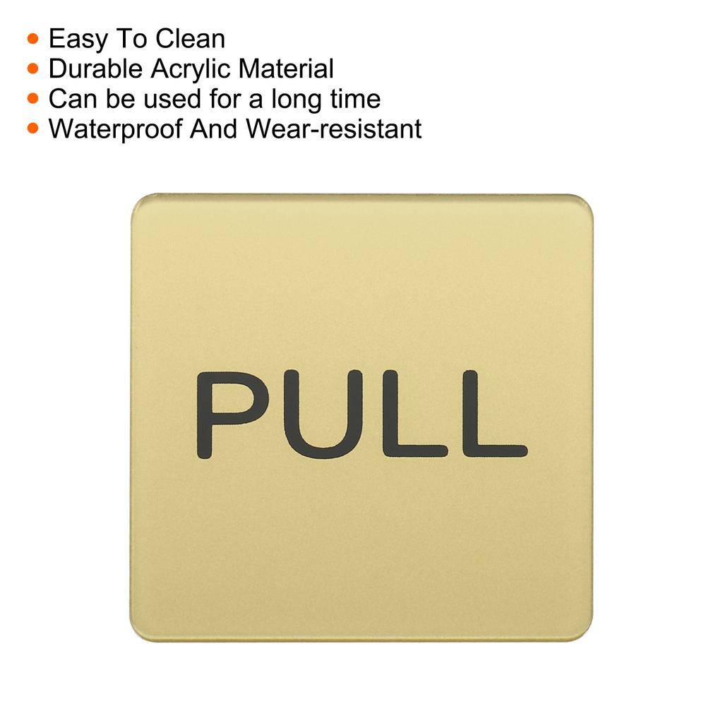 Push Pull Door Sign, 4 Pcs Self-Adhesive Square Acrylic Gate Sticker Wall Marker for Office Store Shop