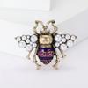 Rhinestone Bee Brooch for Women Unisex Pearl Beetle Pin Enamel Insect Lapel Pin Banquet Party Backpack Gifts Jewelry Accessories
